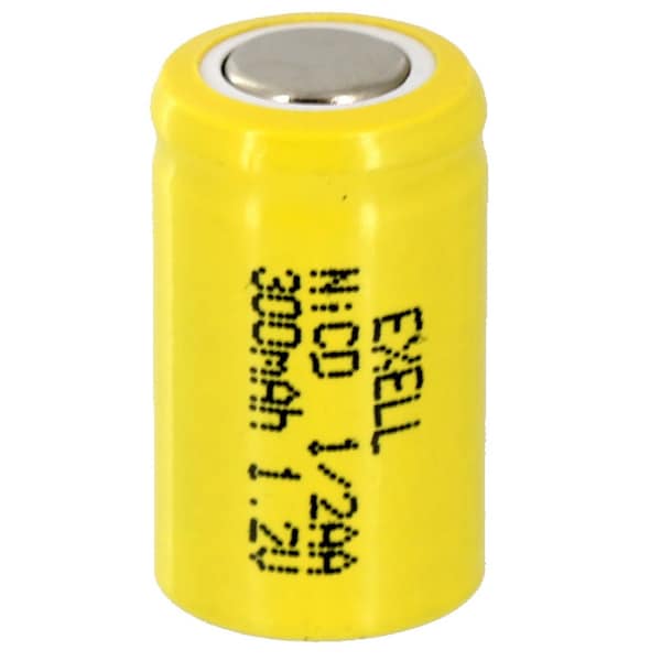 Exell Battery 1/2AA NiCD 300mAh 1.2V Flat top Rechargeable Battery EBC-305-0 - main